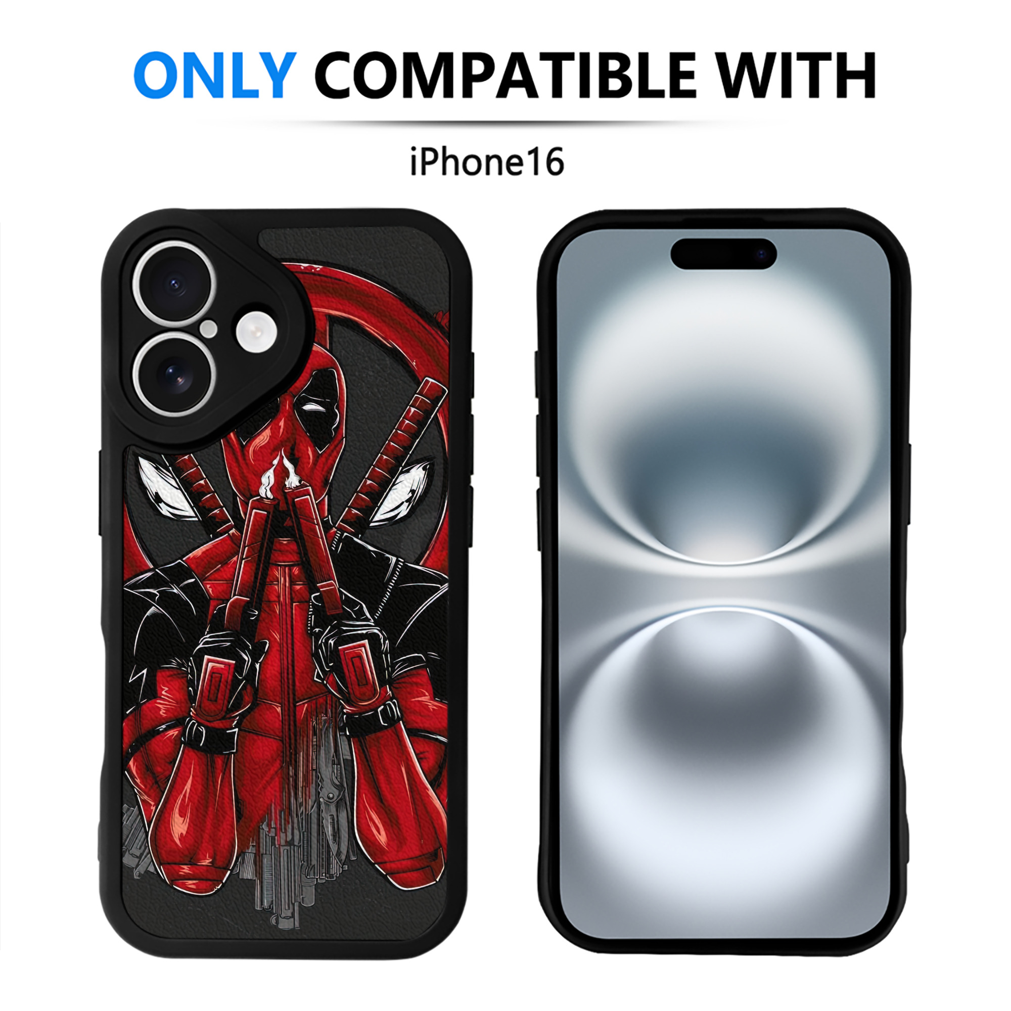 （画像用） Deadpool デッドプール 【iPhone 16シリーズ対応】シリコンスマホケース（レザー調） 材質：シリコン
